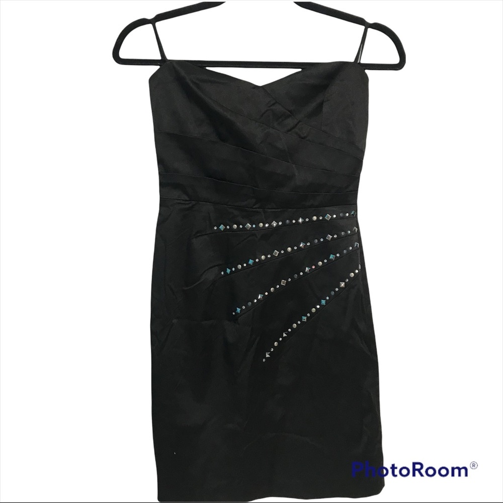 Size Small Sexy Little Black Dress Mini Front Embellishments Party Cocktail Date - Picture 1 of 8